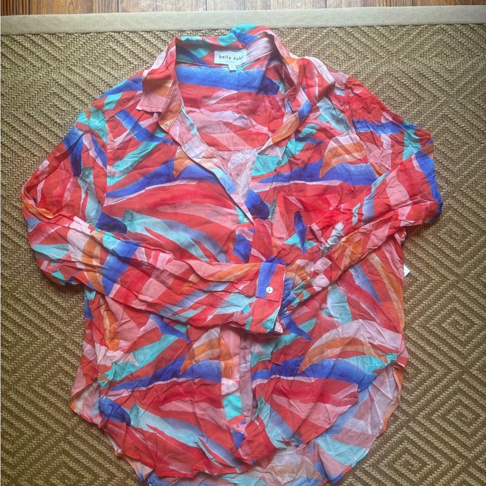 Bella Dahl Vibrant Red and Blue Shirt